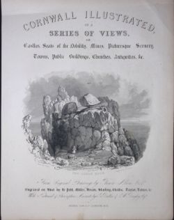 Cornwall The Logan Rock Penzance Antique 194 Years-Old Steel-Engraving.