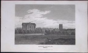 London Hackney Church Antique 200 Years-Old Steel-Engraving-111