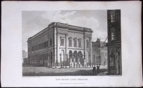 London The New Drury Lane Theatre Antique 200 Years-Old Steel-Engraving-88