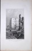 Wales the Keep at Ragland Castle Antique 166-Year-Old Steel Engraving-43