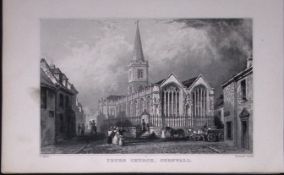 Cornwall Truro Town Church Antique 193 Years-Old Steel-Engraving-39