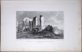 Wales Priory Remains Haverfordwest Antique 166-Year-Old Steel Engraving-34