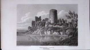 Pembroke Castle Wales Antique 211 Years-Old Georgian Steel-Engraving-474