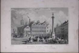 Preston Market Place Lancashire Antique 195 Years-Old Steel-Engraving-2