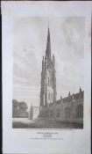 Louth Steeple Lincolnshire Antique 218 Years-Old Georgian Steel-Engraving-447