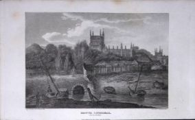 Bristol Cathedral Antique 224 Years-Old Georgian Steel-Engraving-495.