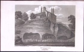 Nottingham Sneinton Excavations Antique 212 Years-Old Steel-Engraving-155