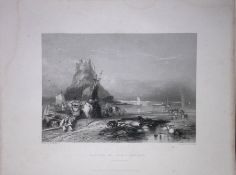 Holy Island Castle Northumberland WH Bartlett 1842 Antique Steel Engraving-217