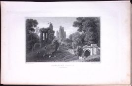 Wales Hawarden Castle Flintshire Antique 166-Year-Old Steel Engraving-18