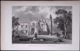 Cornwall Pentillie Castle St Mellion Antique 193 Years-Old Steel-Engraving-5