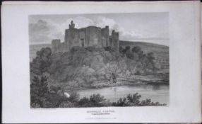 Kidwelly Castle Wales Antique 211 Years-Old Georgian Steel-Engraving-486