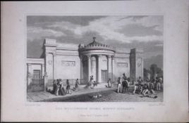 Liverpool Wellington Rooms Mt Pleasant Antique 195 Years-Old Steel-Engraving-53