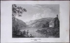Taly-Y-Din Church & Pool Wales Antique 211 Years-Old Georgian Steel-Engraving-489