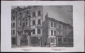 London Mercers & Haberdashers Hall Antique 200 Years-Old Steel-Engraving-115