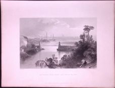 Aberdeen Chain Bridge Scotland WH Bartlett 1842 Antique Steel Engraving-72