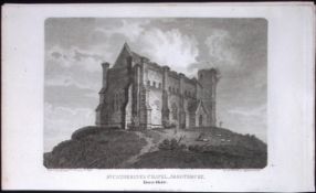 St Catherines Chapel Abbotsbury Dorset Antique 223 Years-Old Georgian Steel-Engraving-183