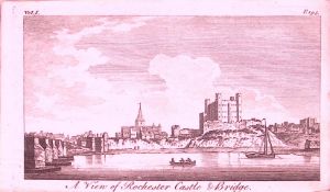 Rochester Castle & Bridge Rare 1776 Georgian Copper Plate Antique Engraving -85