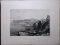 Burlington Quay Yorkshire WH Bartlett 183 Years-Old Antique Steel Engraving-36