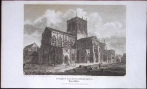St Marys Church Sherbourne Dorset Antique 223 Years-Old Georgian Steel-Engraving-185