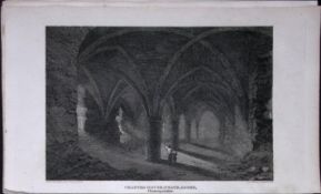 Neath Abbey Chapter Wales Antique 211 Years-Old Georgian Steel-Engraving-484