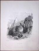 Folkestone Harbour Kent WH Bartlett 183 Years-Old Antique Steel Engraving-13
