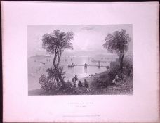 Edinburgh Newhaven Pier Scotland WH Bartlett 183 Years-Old Antique Steel Engraving-81a