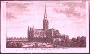 Salisbury Castle Rare 1776 Georgian Copper Plate Antique Engraving -88