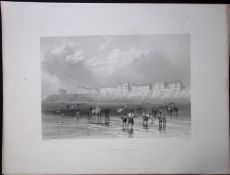 Blackpool Sands Scene WH Bartlett 1842 Antique Steel Engraving-94