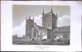 Wimborne Minster Dorsetshire Antique 223 Years-Old Georgian Steel-Engraving-175