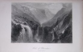 Ireland Head of Glenmalure Wicklow Antique 183 Years-Old Steel-Engraving-19.