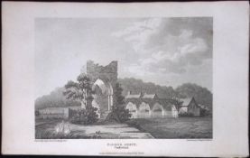 Cumbria Calder Abbey Antique 223 Years-Old Steel-Engraving-123