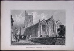 Cornwall Launceston Church Antique 193 Years-Old Steel-Engraving-25