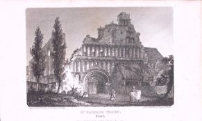 Essex St Botolph Priory Antique 222 Years-Old Steel-Engraving-164