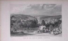 Cornwall View of The Town of Bodmin Antique 193 Years-Old Steel-Engraving-32