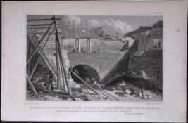 Liverpool & Manchester Railway Entrance Tunnel Antique 195 Years-Old Steel-Engraving-49.