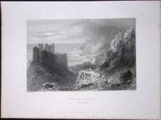 Oystermouth Swansea Wales WH Bartlett 1842 Antique Steel Engraving-112