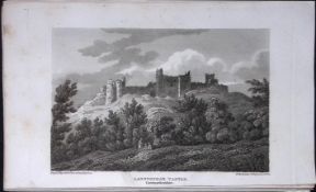 Lanstephar Castle Wales Antique 211 Years-Old Georgian Steel-Engraving-485