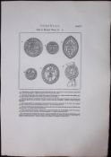Cornwall Seals of Borough Towns Rare 211 Years-Old Antique Copper Plate Etching 2.