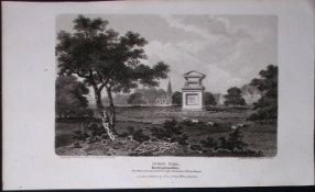 Stoke Park Monument Bucks Antique 225 Years-Old Georgian Steel-Engraving-419