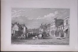 Cornwall Truro Town Antique 193 Years-Old Steel-Engraving-31