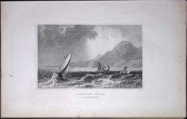 Wales Penmaen Maws Caernarvonshire Antique 166-Year-Old Steel Engraving-42.