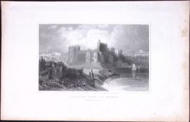 Wales-Chepstow From the Bridge Antique 166-Year-Old Steel Engraving-13