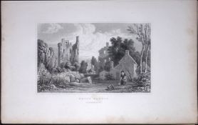 Wales Coity Castle Glamorganshire Antique 166-Year-Old Steel Engraving-53