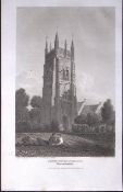 Abbey Tower Evesham Worcester Antique 212 Years-Old Georgian Steel-Engraving-401