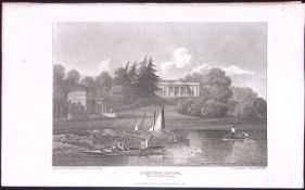 Hampton House London Antique 200 Years-Old Steel-Engraving-261