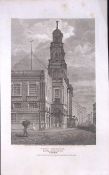 Royal Exchange City of London Antique 200 Years-Old Steel-Engraving-273