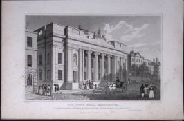 Manchester Town Hall Antique 195 Years-Old Steel-Engraving-51