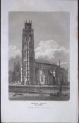 Boston Church Lincolnshire Antique 218 Years-Old Georgian Steel-Engraving-448