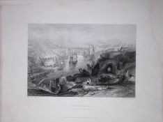 Sunderland View of The City WH Bartlett 1842 Antique Steel Engraving-213 This Steel Engraved Prin...
