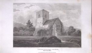 Little Malvern Church Worcester Antique 212 Years-Old Georgian Steel-Engraving-408